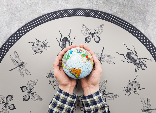 Round vinyl rug a variety of insects