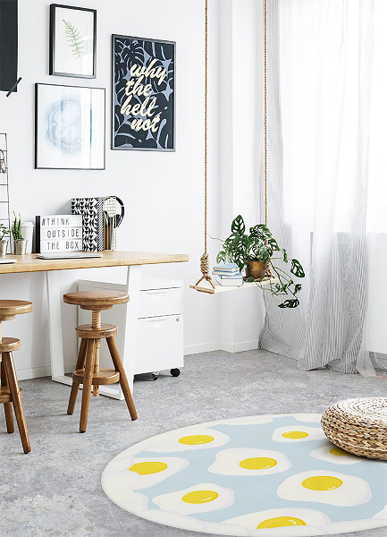 Round interior PVC carpet poached eggs