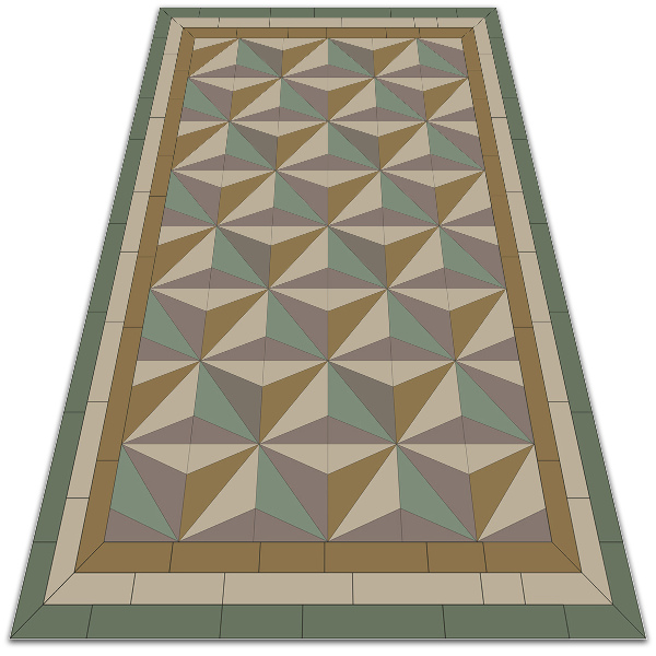 Vinyl floor rug 3D triangles