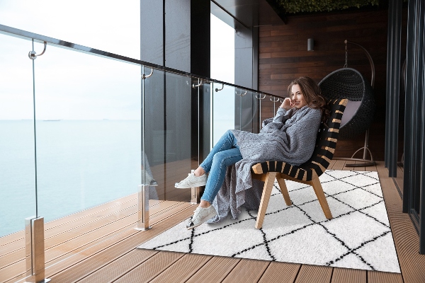 Garden rug amazing pattern Black lines formula