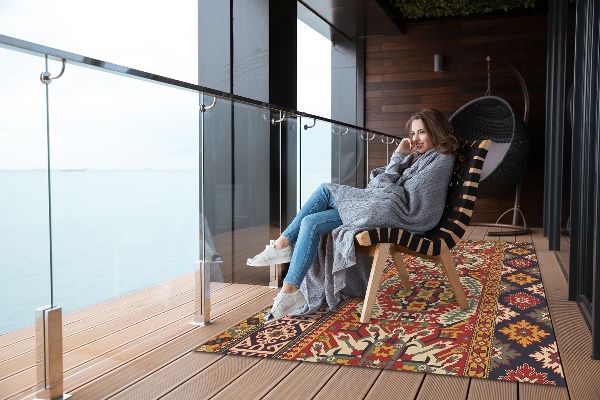 Outdoor carpet for balcony terrace retro style
