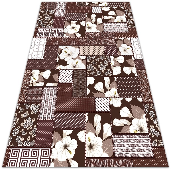 Outdoor rug for terrace flowers collage