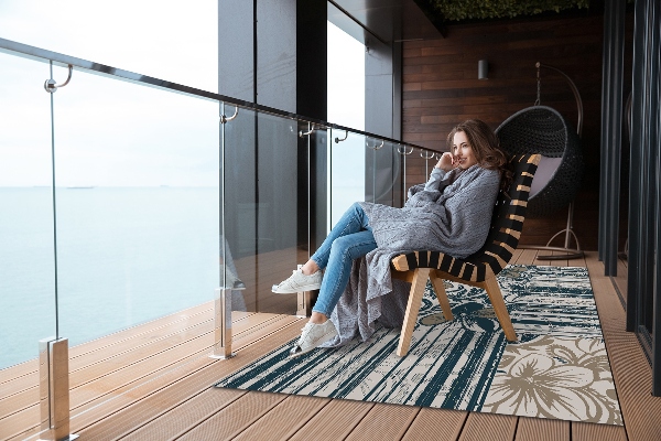 Carpet for terrace garden balcony Flowers and lines