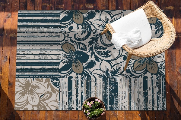 Carpet for terrace garden balcony Flowers and lines