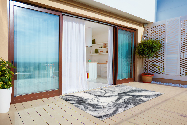 Modern terrace mat Black-and-white marble