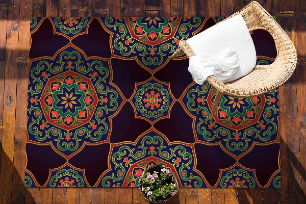Outdoor mat for patio mandala ornament