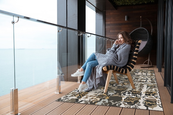 Outdoor mat for patio retro abstraction