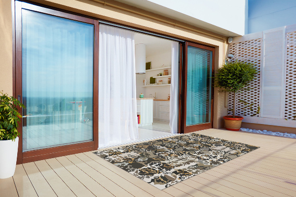 Outdoor mat for patio retro abstraction