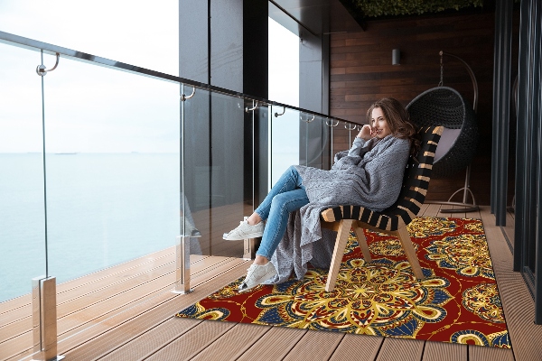 Outdoor terrace carpet Gold patterns