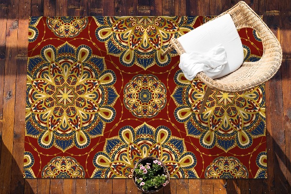 Outdoor terrace carpet Gold patterns