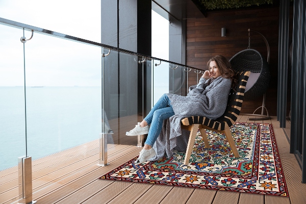 Modern terrace mat multicolored patterns