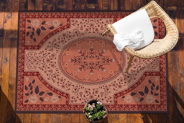 Modern terrace mat Pattern wreath of flowers