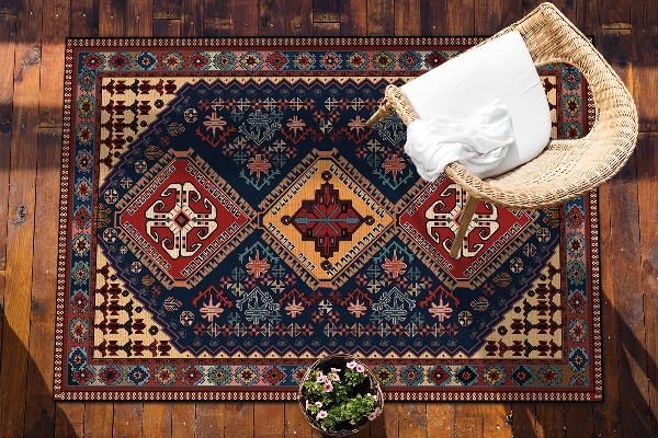 Terrace rug with print crosses