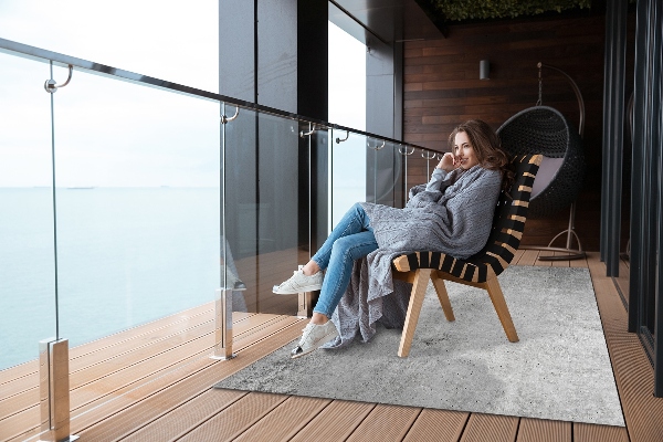 Outdoor terrace carpet gray concrete