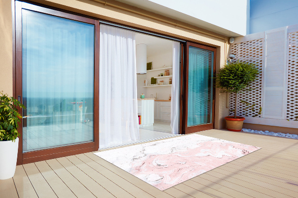 Modern terrace mat White and pink marble