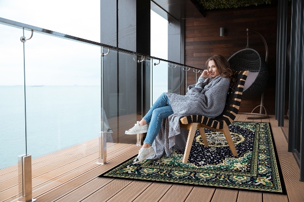 Modern balcony rug gold mandala