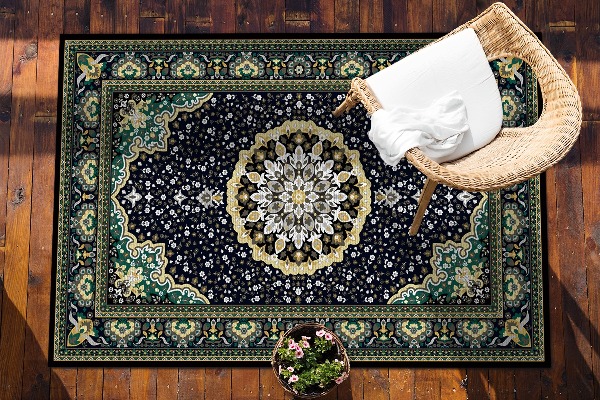 Modern balcony rug gold mandala