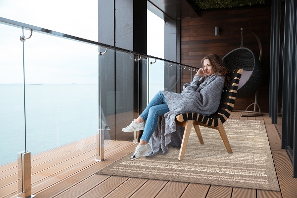 Carpet for terrace garden balcony beige fabric