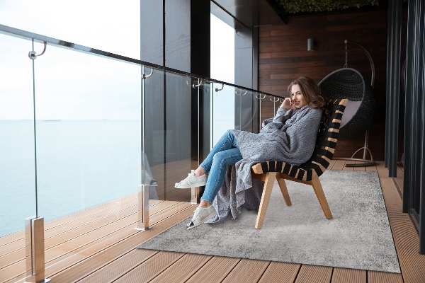 Modern balcony rug silver concrete