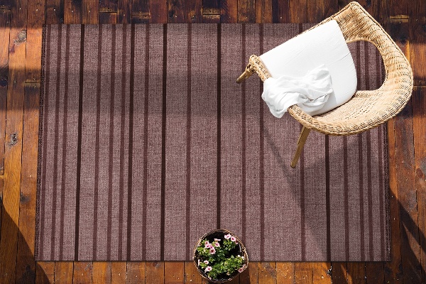 Outdoor rug for terrace brown stripes