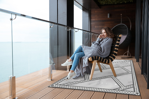 Rug for balcony or terrace Ornate marble tiles