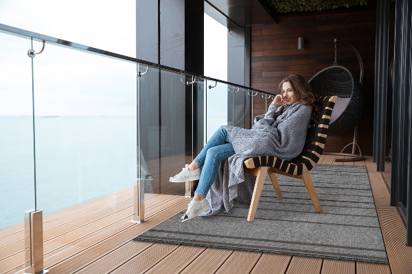Outdoor carpet for balcony terrace gray stripes