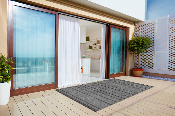 Outdoor carpet for balcony terrace gray stripes