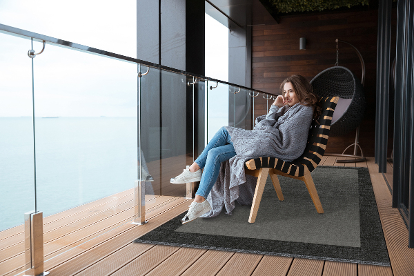 Outdoor carpet for balcony terrace gray frame