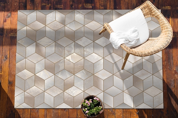 Garden rug amazing pattern brown cubes