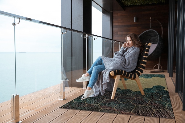 Outdoor carpet for terrace Concrete hexagons