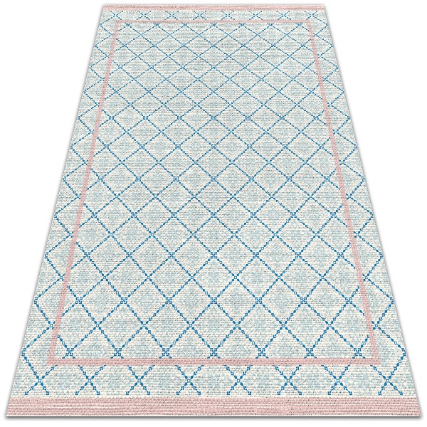 Outdoor mat for patio blue lines