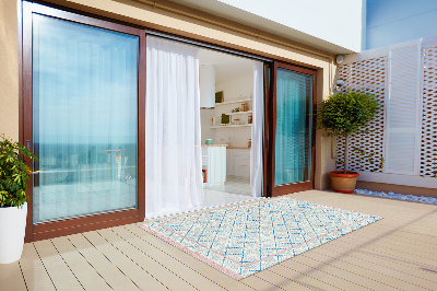 Outdoor mat for patio blue lines