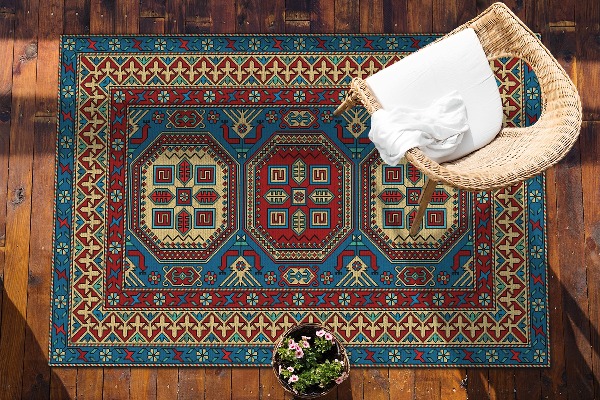 Outdoor terrace carpet folk pattern