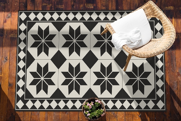 Balcony rug Black-and-white stars