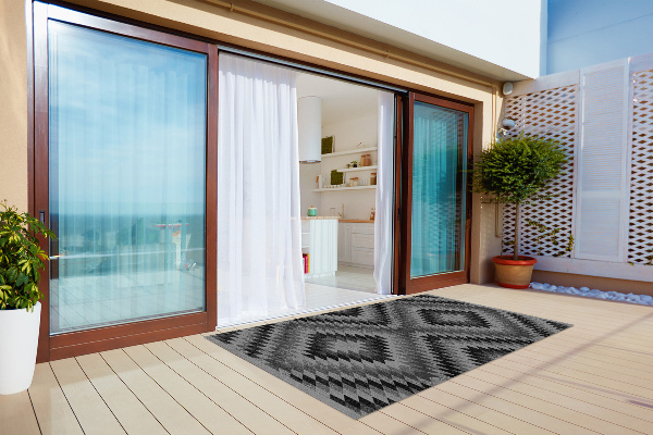 Modern outdoor rug dark parallelograms