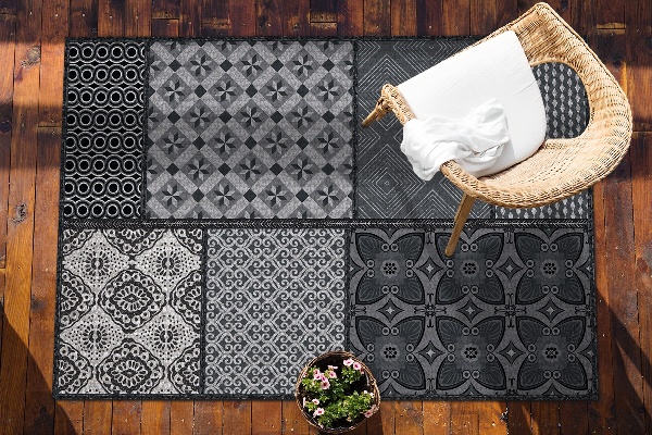 Outdoor mat for patio mix of patterns