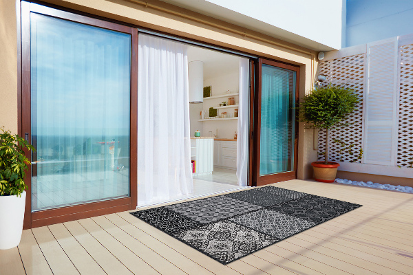 Outdoor mat for patio mix of patterns
