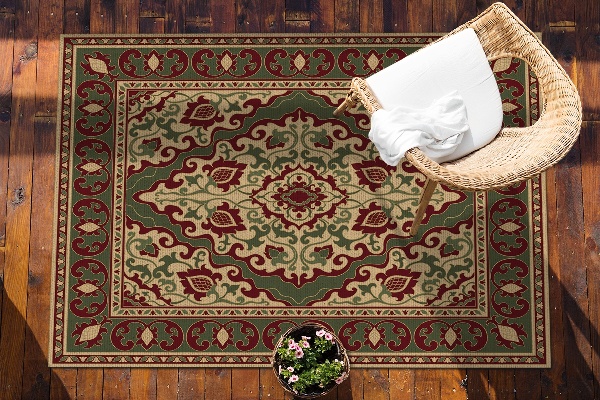 Outdoor mat for patio symmetrical pattern