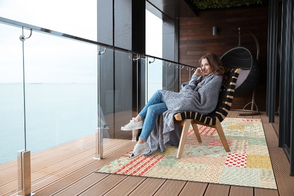 Outdoor carpet for terrace colorful patchwork