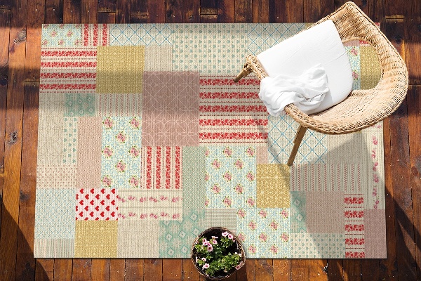 Outdoor carpet for terrace colorful patchwork