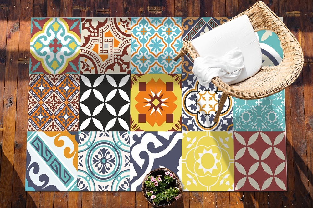 Modern outdoor rug Mix colorful patterns 