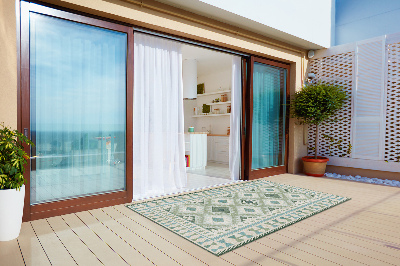 Modern balcony rug green diamonds