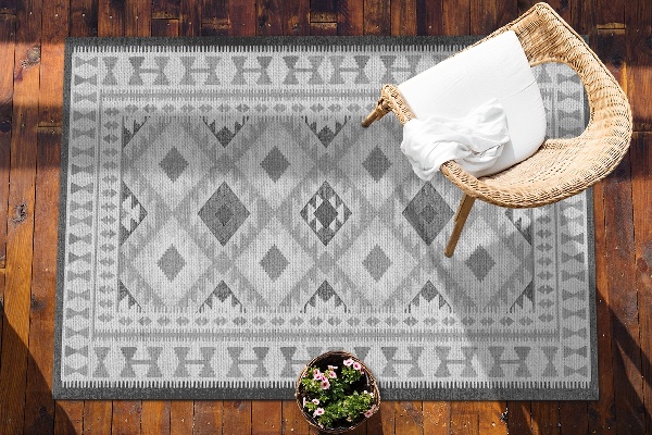 Outdoor terrace carpet gray diamonds