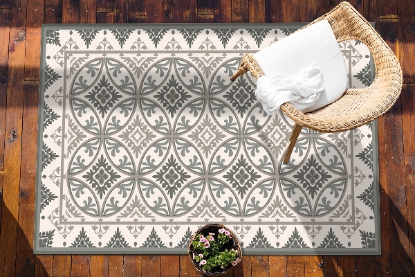 Outdoor carpet for balcony terrace retro circles