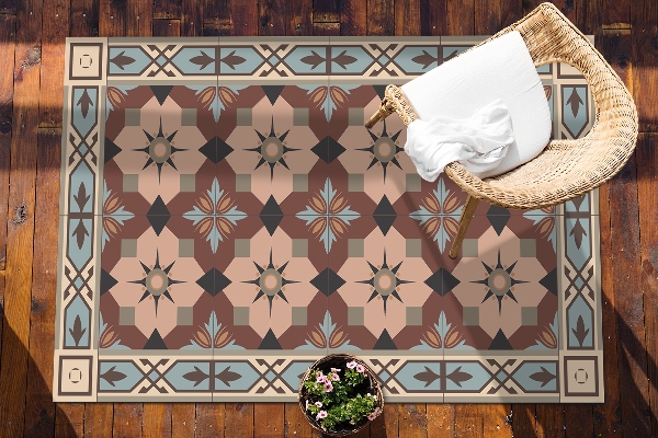 Outdoor carpet for terrace geometric tiles