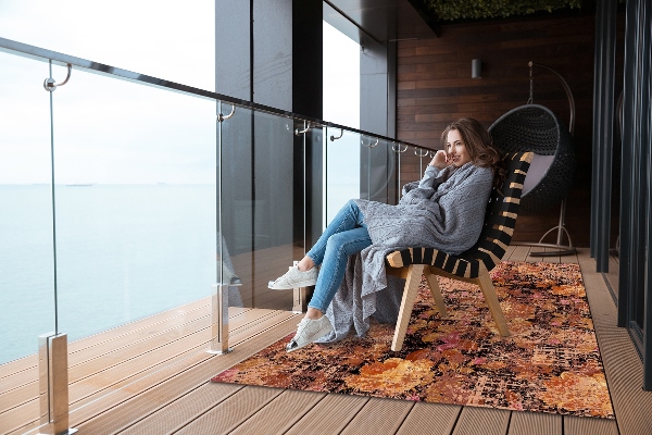 Carpet for terrace garden balcony Vintage flowers
