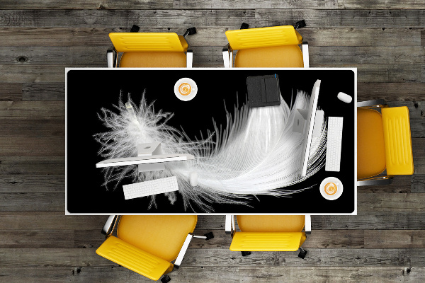 Large desk mat for children white feather