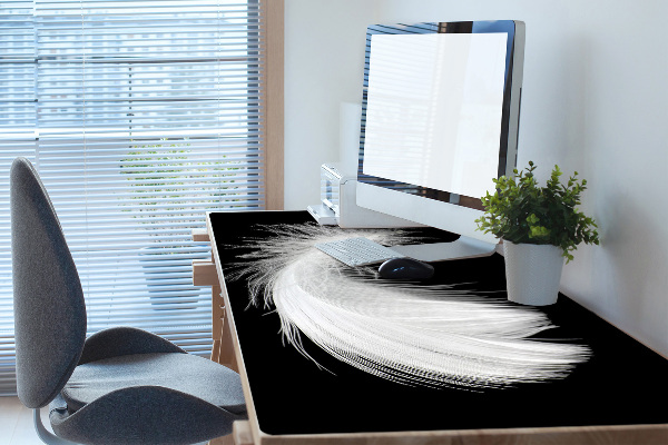 Large desk mat for children white feather