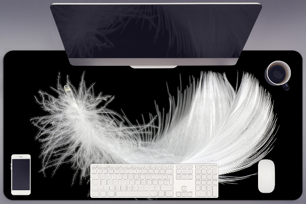 Large desk mat for children white feather
