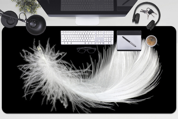 Large desk mat for children white feather